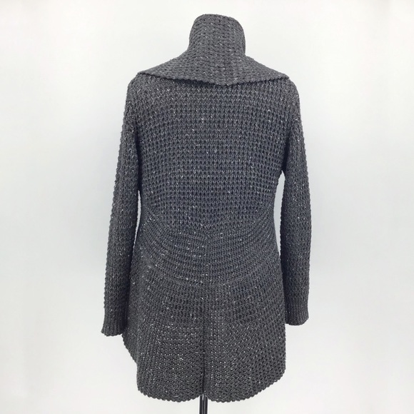 Minkas Grey Knit Circular Open Cardigan, Small - Picture 8 of 16